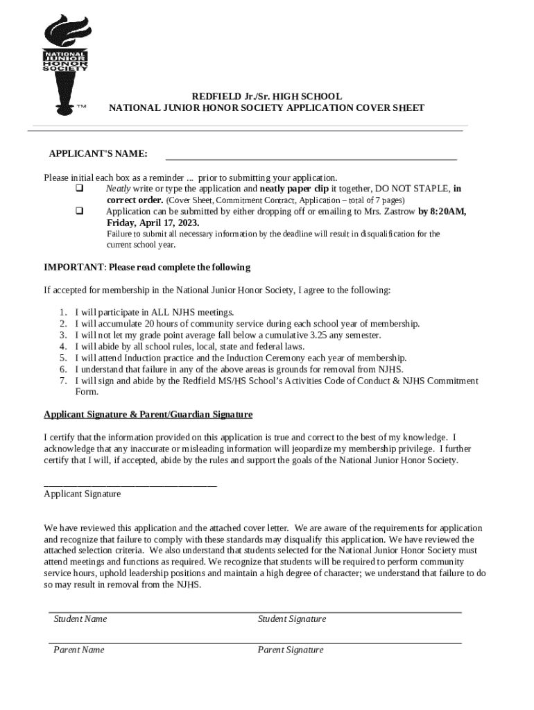 Eligibility and Application Process for National Junior Honor Doc