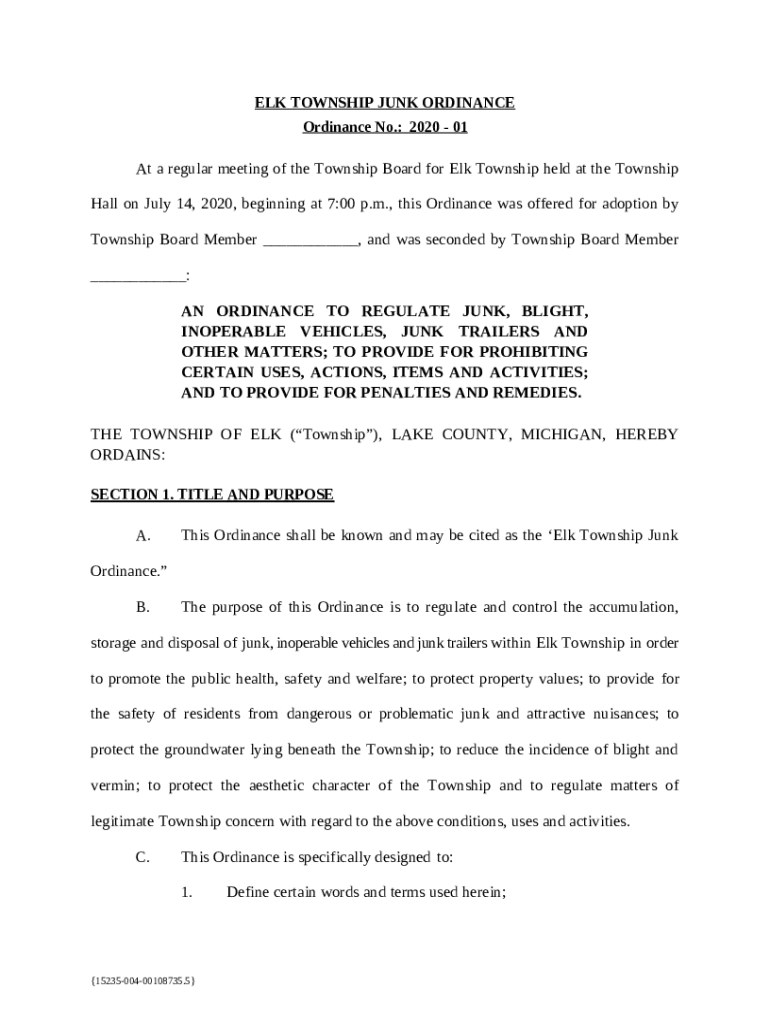 Township of Elk, NJ Zoning Districts And Regulations Doc Template