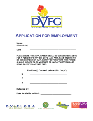 Application for Employment () (pdf) Doc Template | pdfFiller