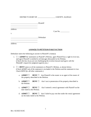 Defendant's Answer Civil Case, not Family