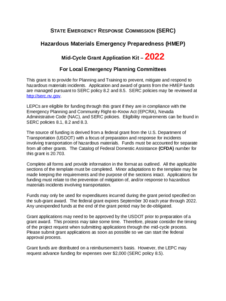 Hazardous Materials Emergency Preparedness (HMEP) serc nv Doc