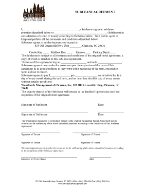 Residential Sublease Agreement Template