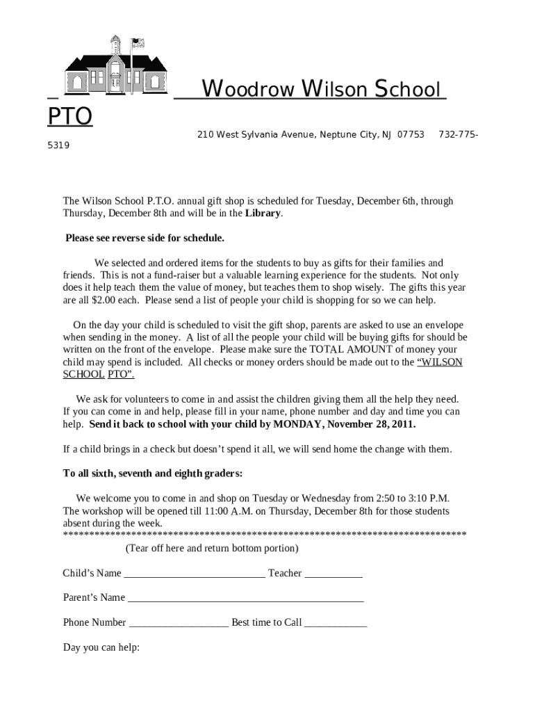 Woodrow Wilson Neptune City, NJ Elementary School Doc Template