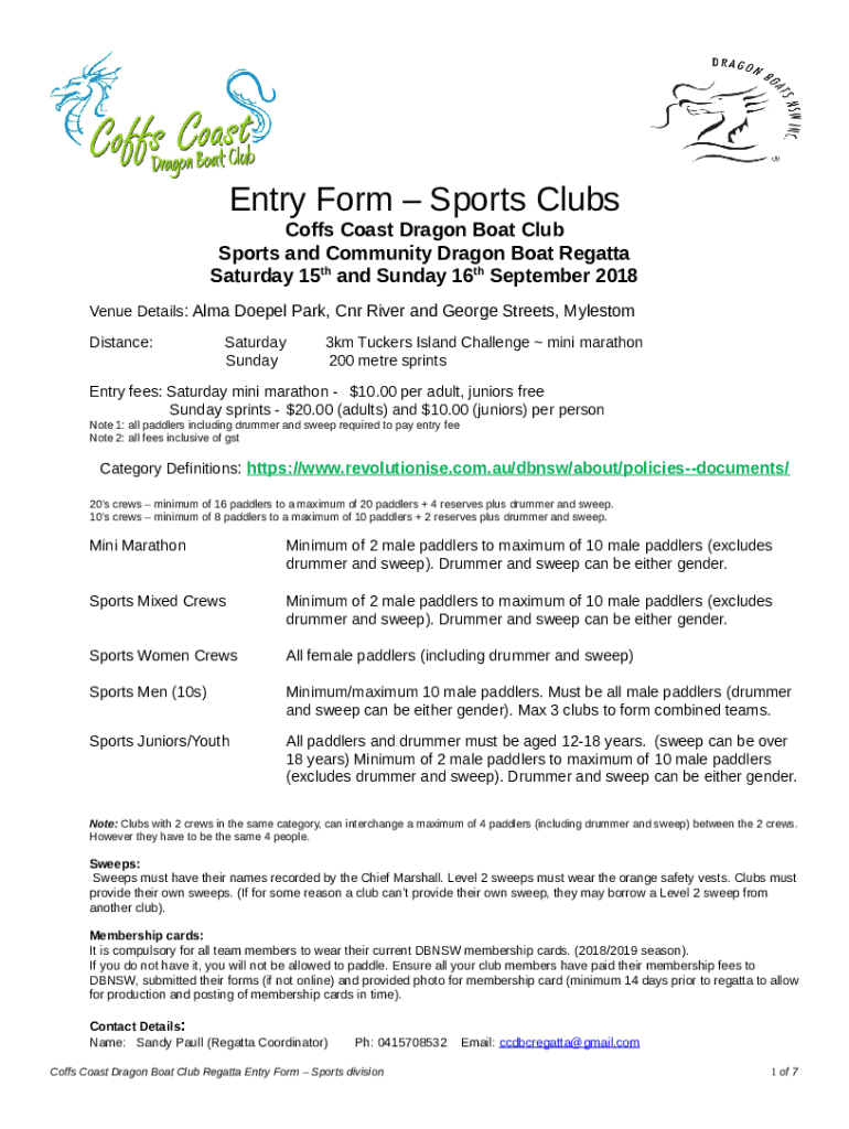 Coffs Coast Dragon Boat Club Tucker's Island Challenge Doc Template
