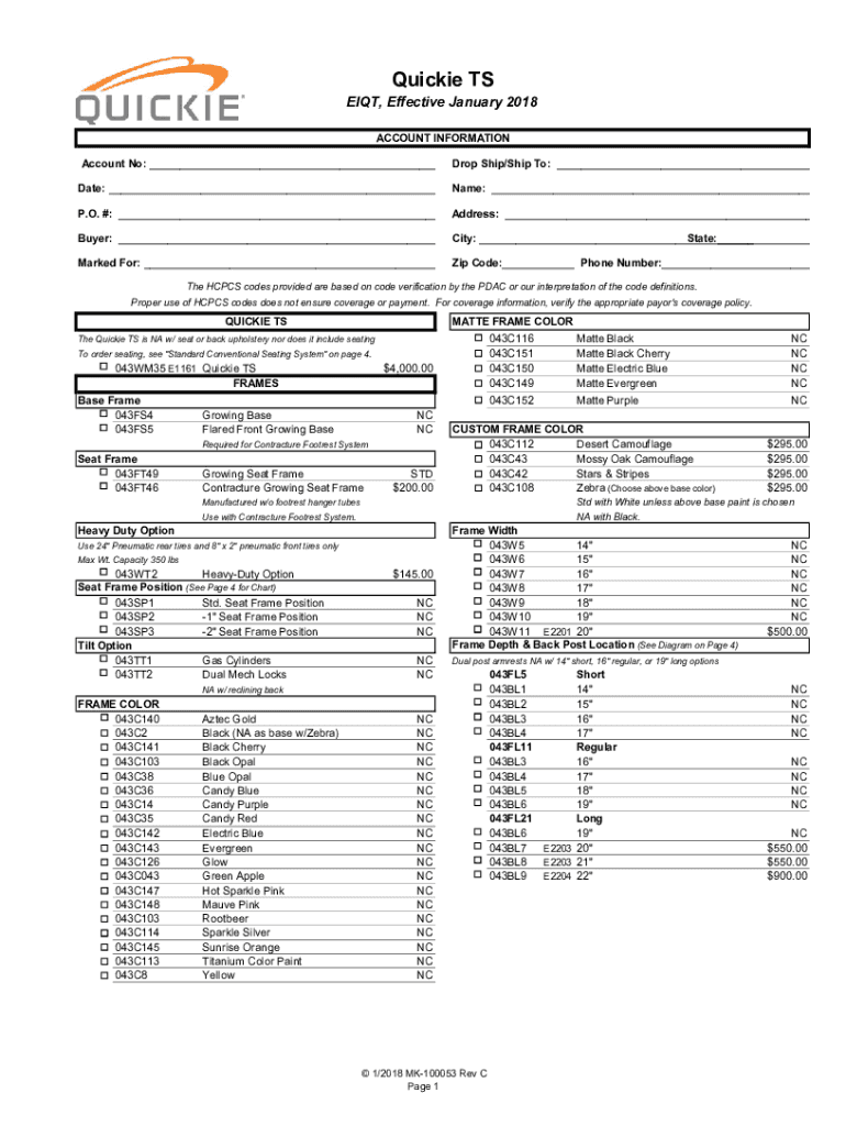 Fillable Online Quickie TS Order Form Fax Email Print pdfFiller