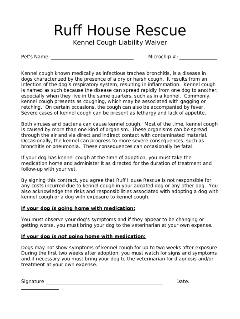 kennelcoughwaiver.docx Doc Template pdfFiller
