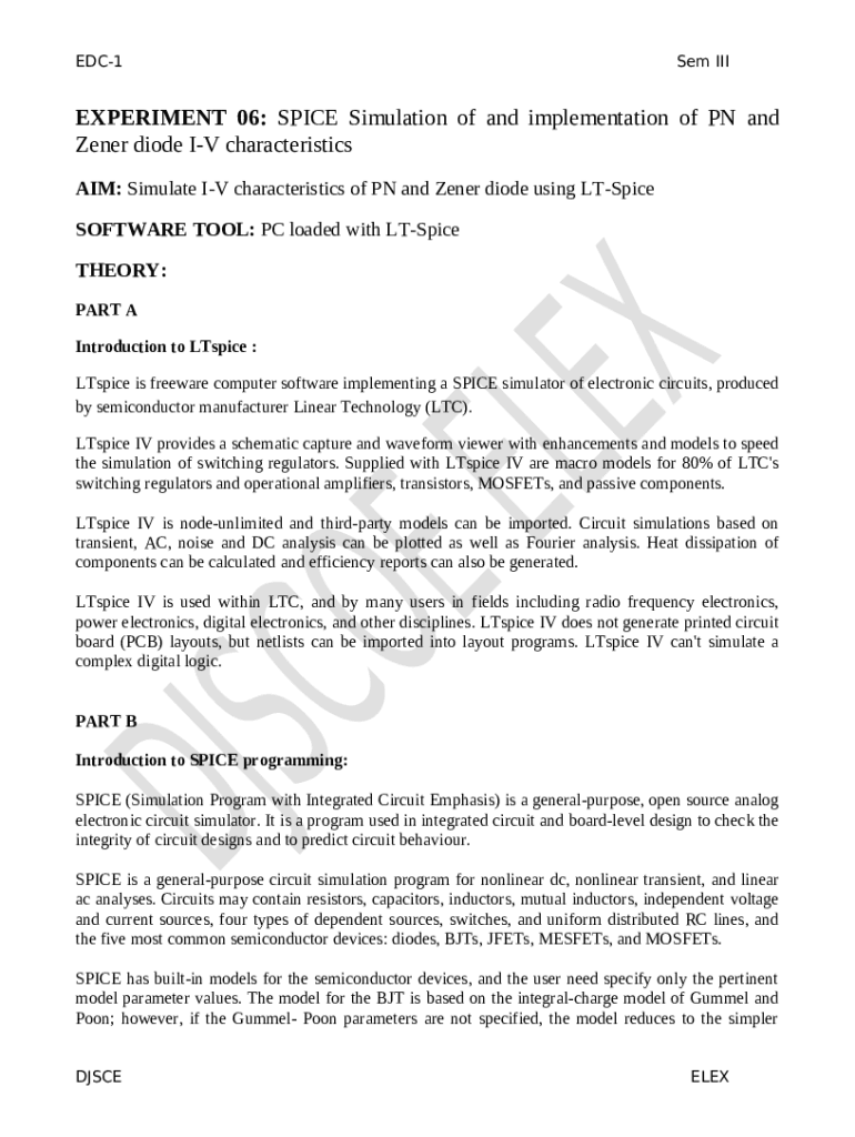 VI characteristics of Zener diode using LTSPICE YouTube Doc Template