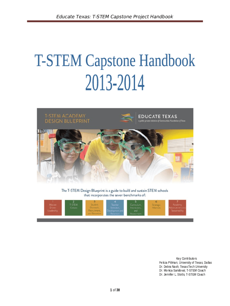 Educate Texas TSTEM Capstone Project Handbook Doc Template pdfFiller