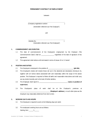 Template Permanent Contract of Employment