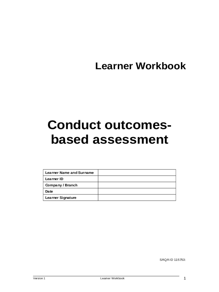 Conduct Assessment LEARNER GUIDE Doc Template pdfFiller