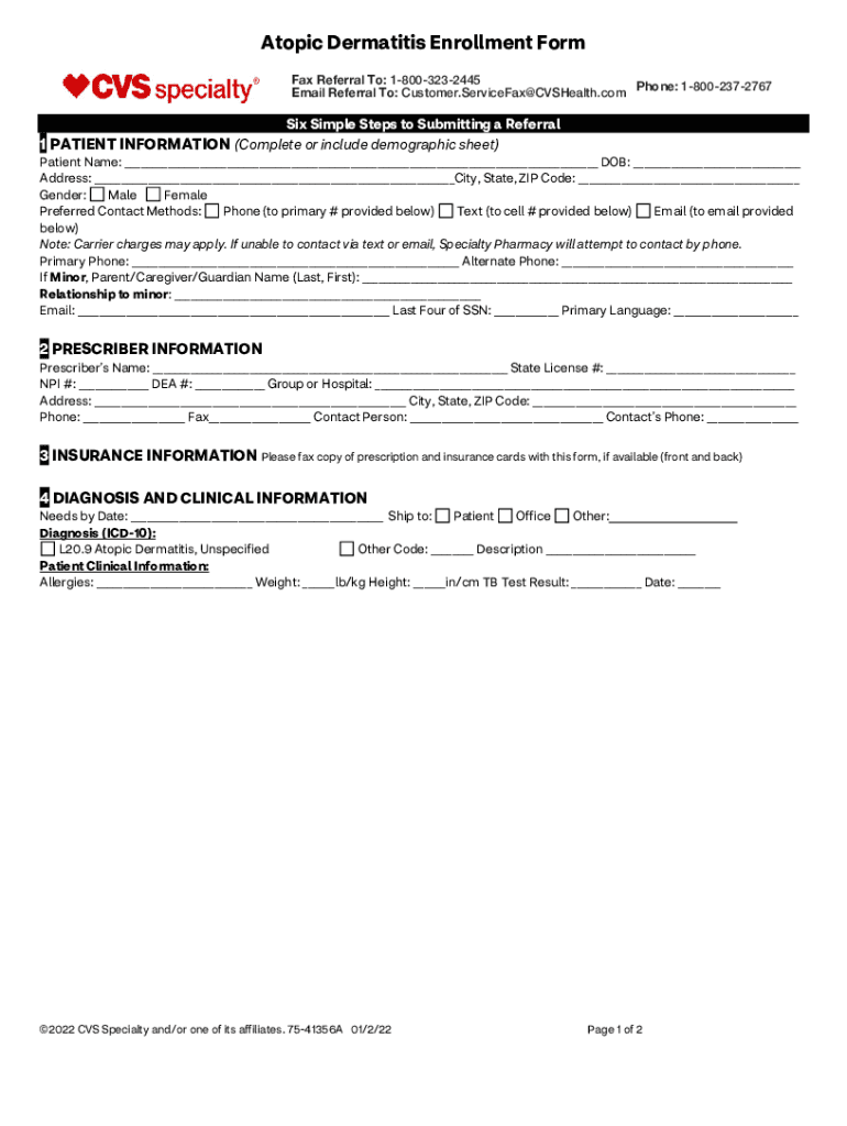 Fillable Online ReferralsCoram, A CVS Specialty infusion services Fax