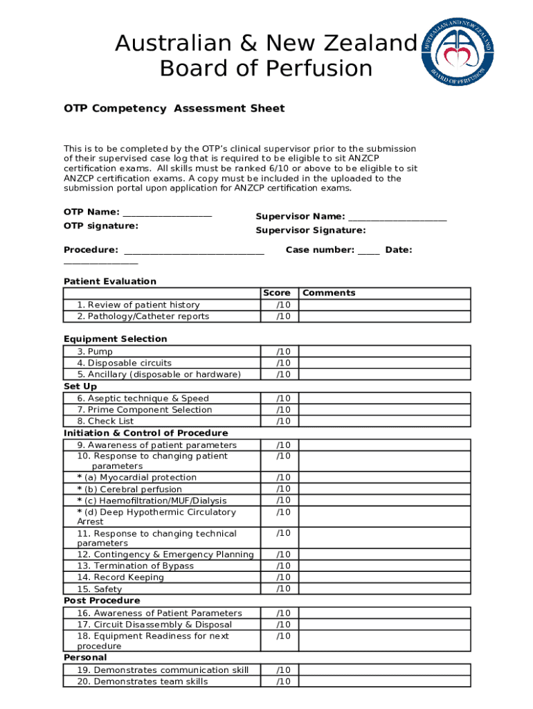 ABCP Trainee Perfusionist Procedure Score Sheet.doc Doc Template ...