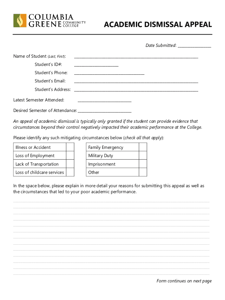 Fillable Online AcademicSuspensionAppealsForm. Fax Email Print