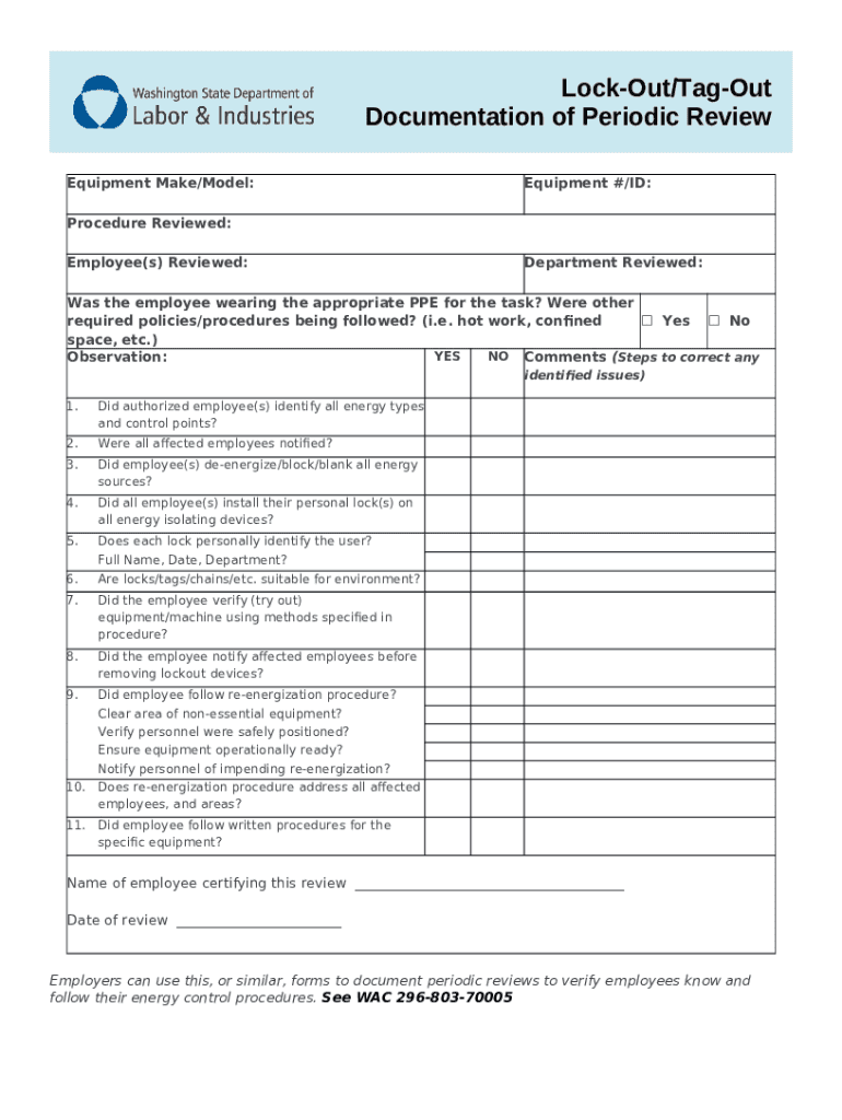 LockOut/TagOut Documentation of Periodic Review. Lockout/Tagout Doc