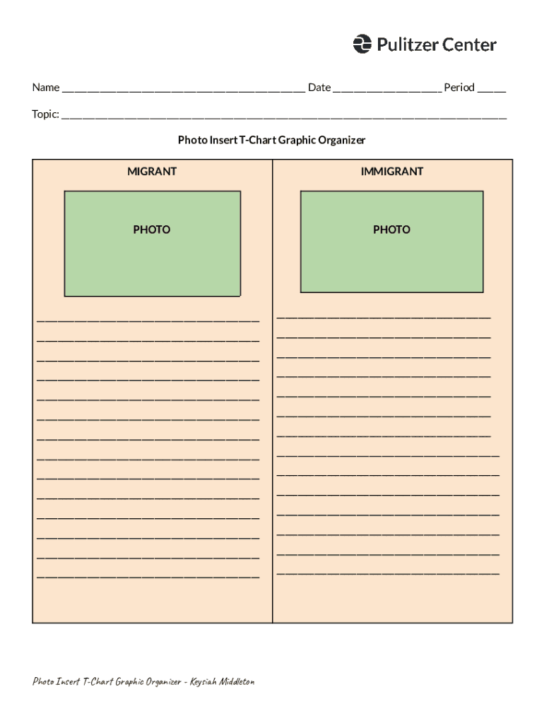 Fillable Online Photo Insert T-Chart Graphic Organizer Fax Email Print ...