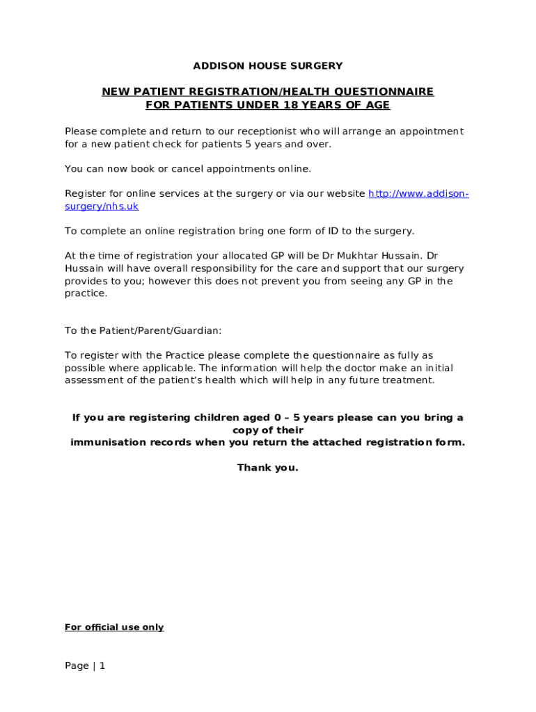 Patient Group Signup Online Doc Template pdfFiller