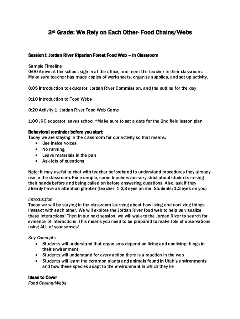 Fillable Online Food Web Game and Ecological Sampling Lab Worksheet ...