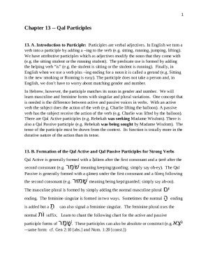 Chapter 13 -- Qal Participles 13. A. Introduction to Participle