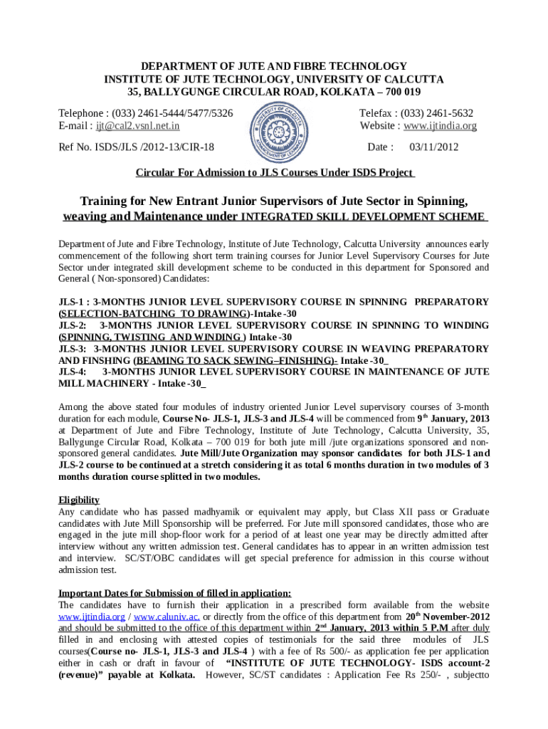 Department of Jute and Fibre Technology Institute Doc Template