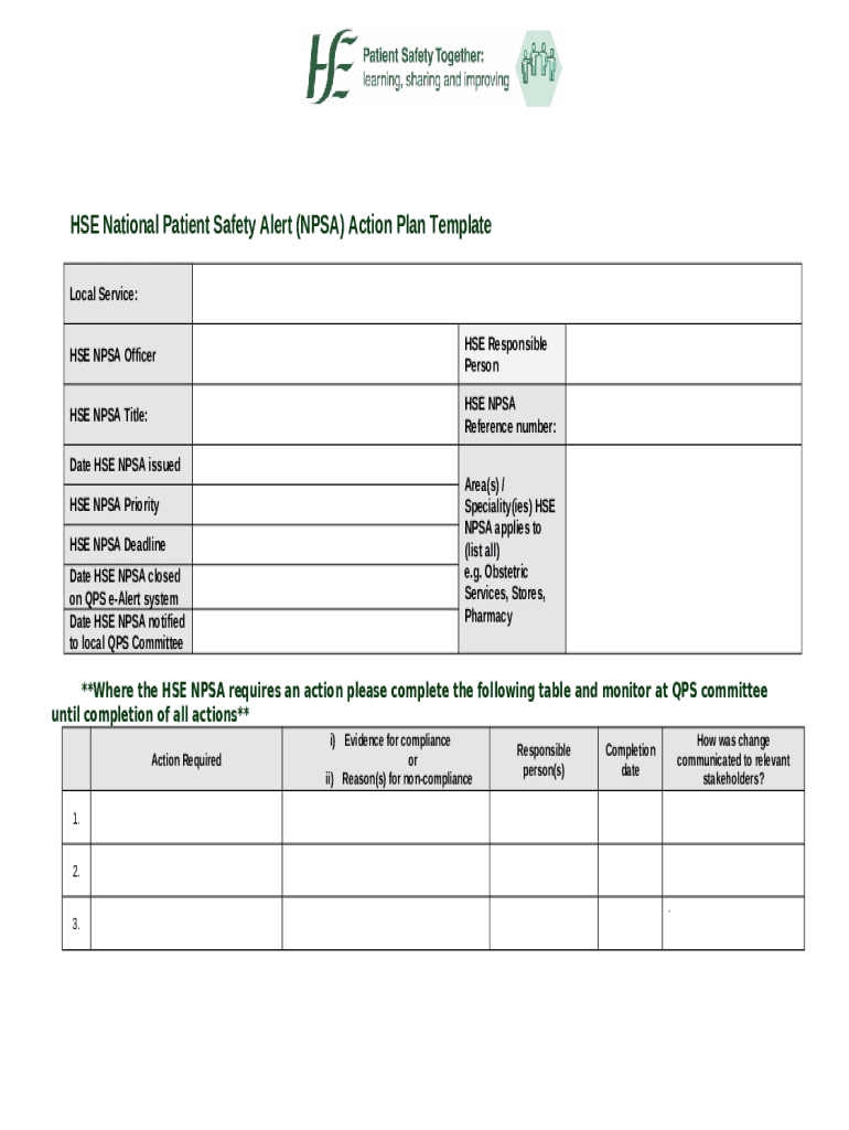 HSE National Patient Safety Alerts Introductory Video (April Doc Template pdfFiller