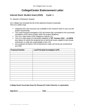 Template for Endorsement Letter