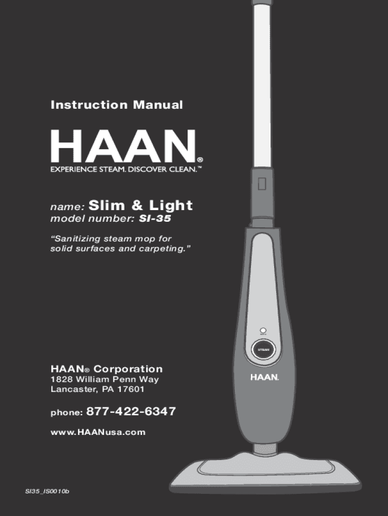Fillable Online Haan SI35 Steam Mop Review The Slim & Light Floor