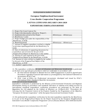 Expenditure and Revenue Verification Report.