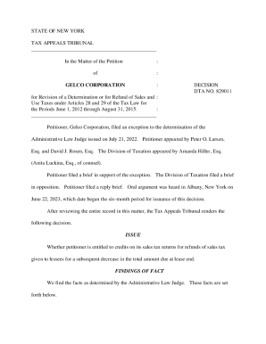 NEW YORK STATE DIVISION OF TAX APPEALS TAX ...