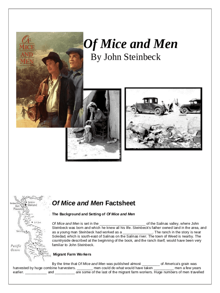 Background to Of Mice and Men by John Steinbeck Doc Template | pdfFiller