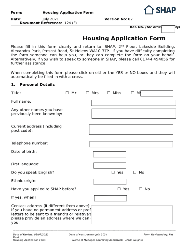 Temporary Housing Application Doc Template pdfFiller