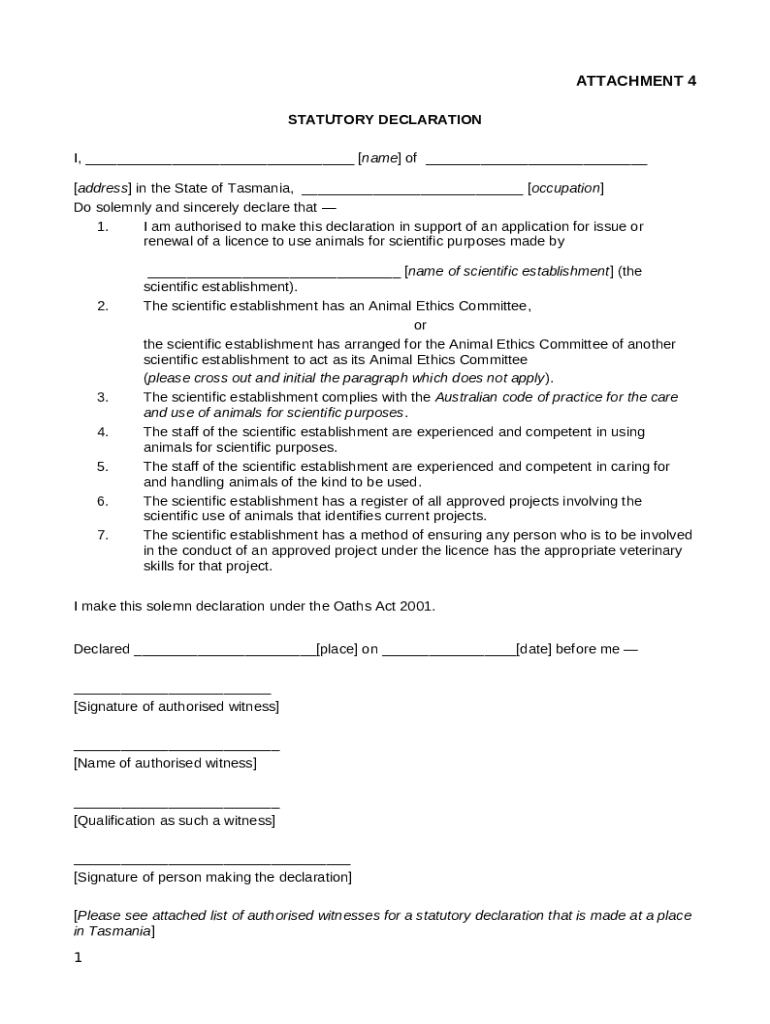 Statutory Declaration (Word) Doc Template pdfFiller
