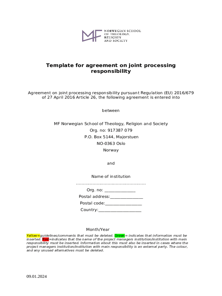 joint controller agreement Doc Template pdfFiller