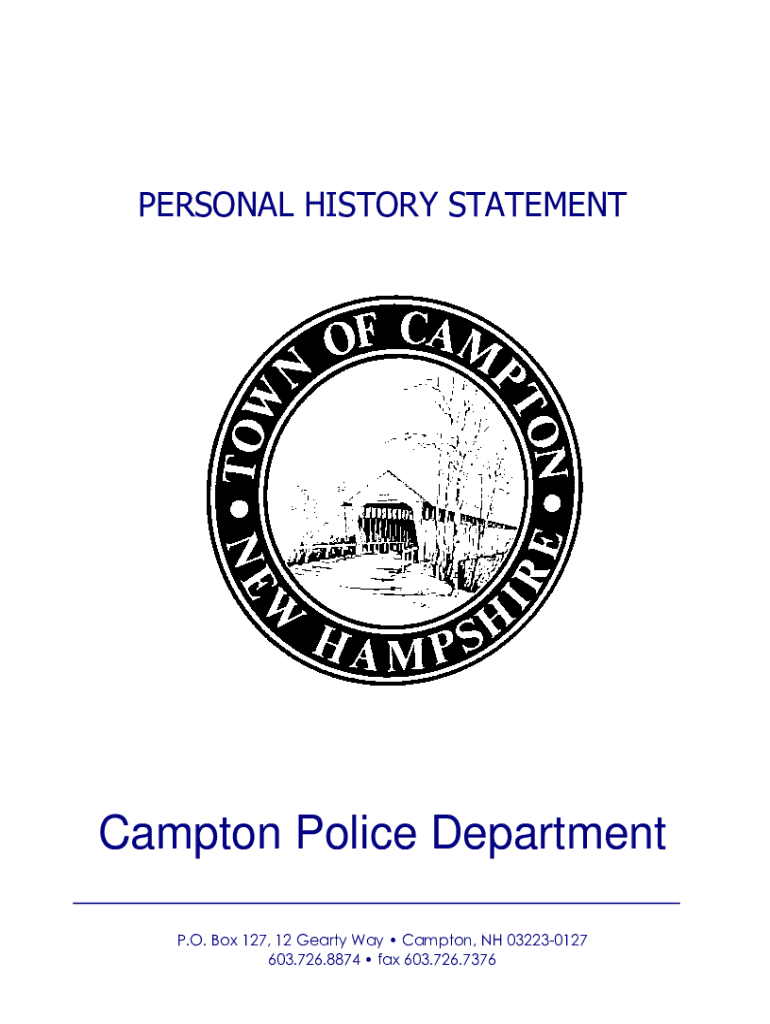 Fillable Online Campton Police Department, NH, Arrests Records, Jail