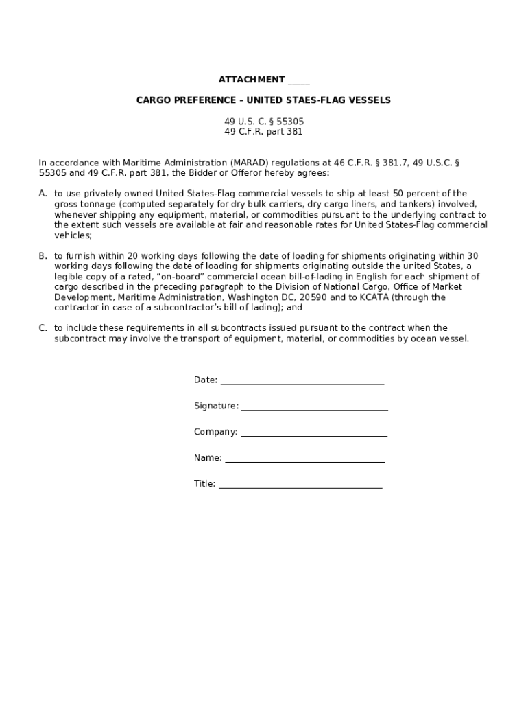 Application of Cargo Preference Requirements to the Doc Template