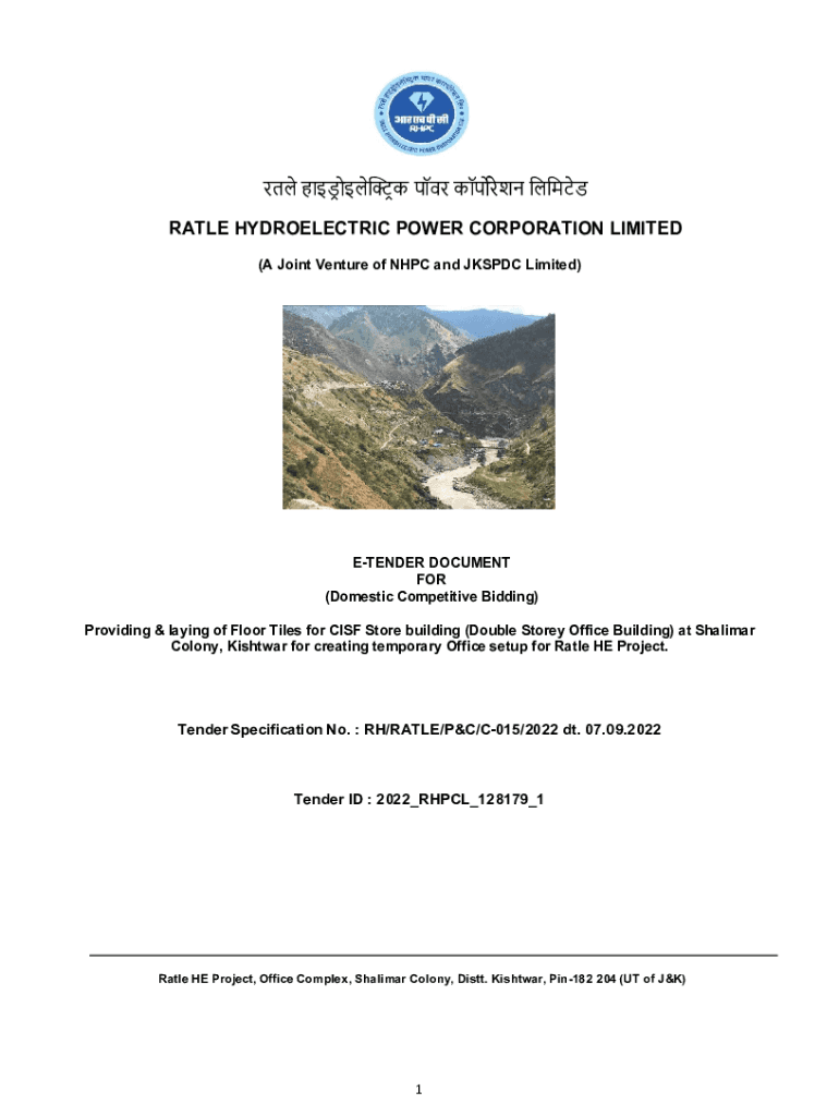Fillable Online Ratle Hydroelectric Project, Kishtwar, J&K to provide