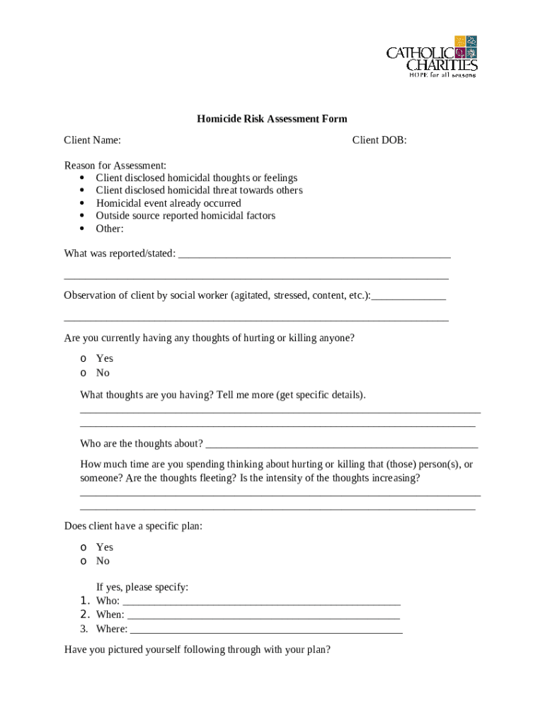 Homicide assessment doc template pdffiller