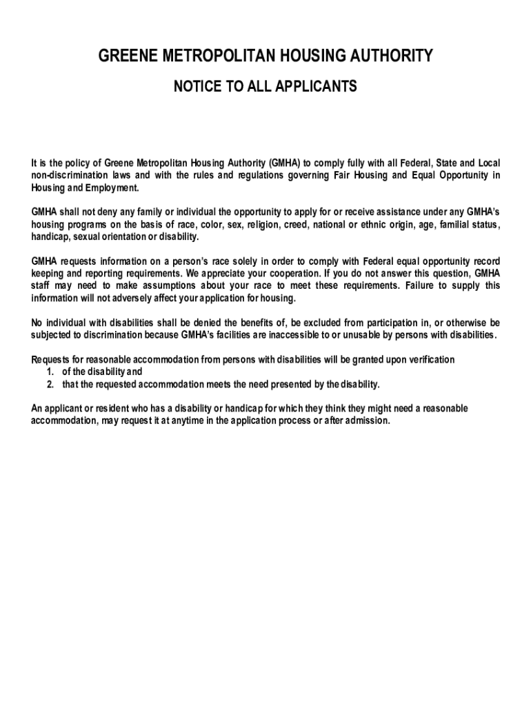Fillable Online Fillable Online Greene Metropolitan Housing Authority