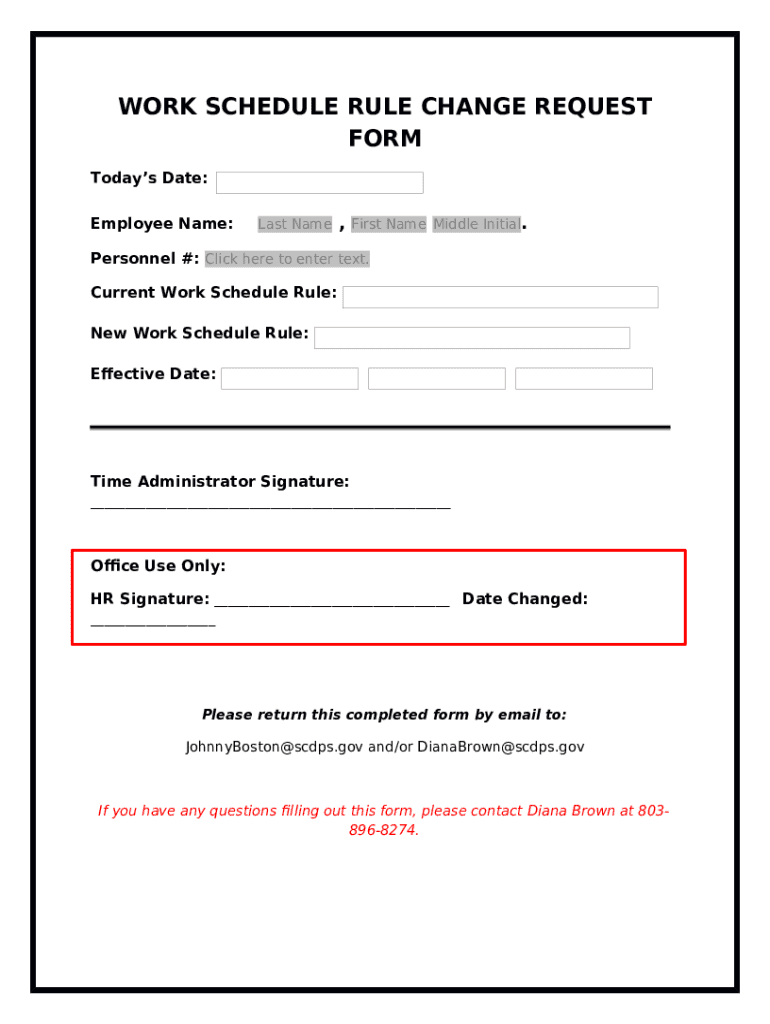 Work Schedule Change Request - MSU Human Resources Doc Template | pdfFiller