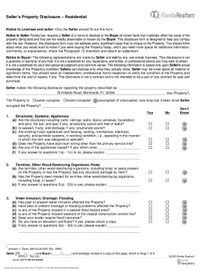 Florida Seller's Disclosure Statement