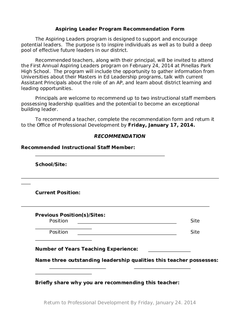 Aspiring Leader Program (500926) Office of Leadership (CG Doc