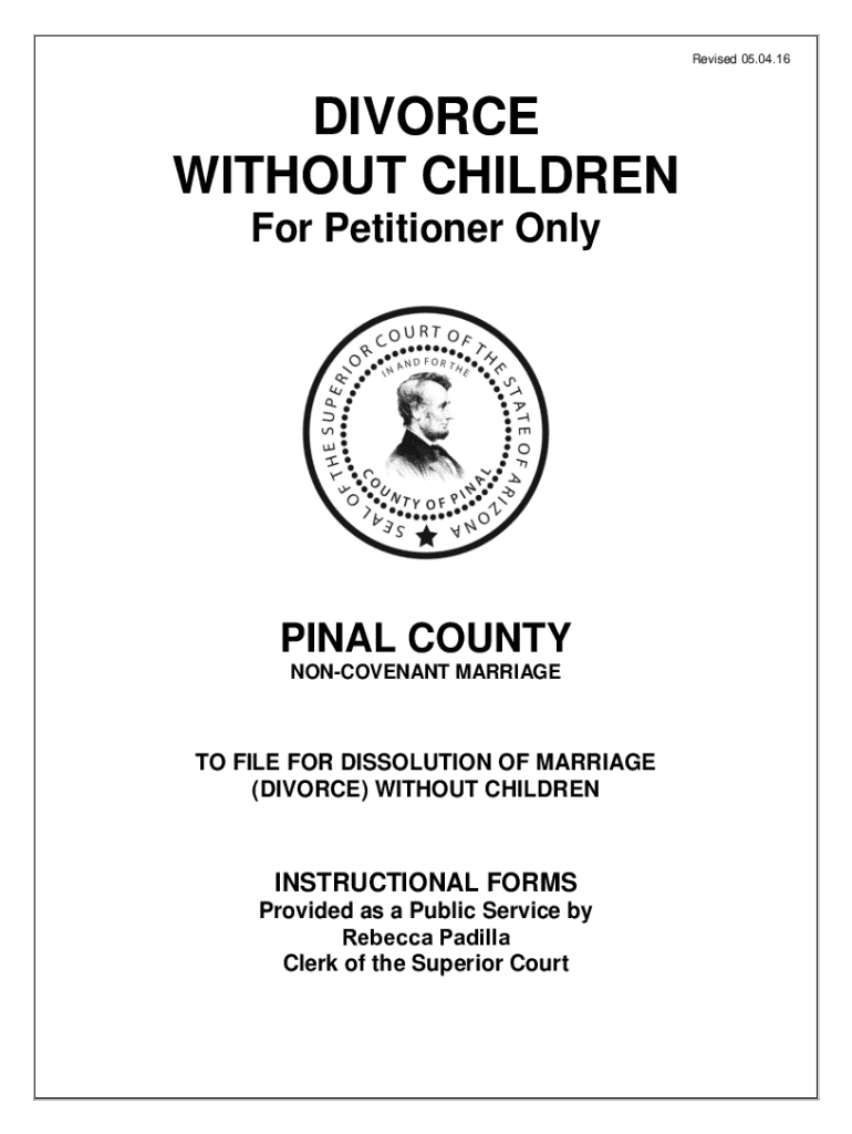 Pinal County Divorce Forms Preview on Page 1