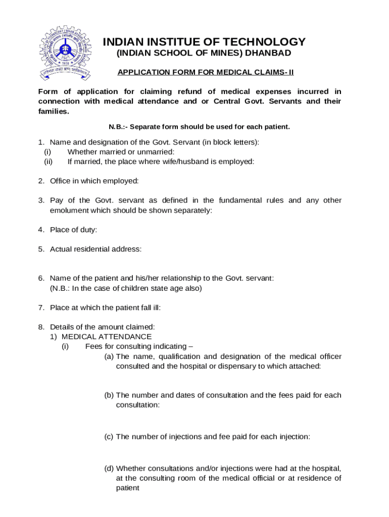 of application for claiming refund of medical expense Doc Template