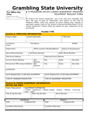 Loaner Request Agreement Form
