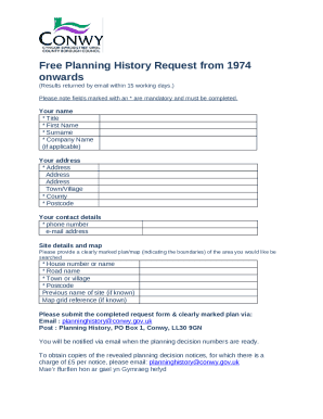 Free Planning History Request from 1974 onwards (Word. Title