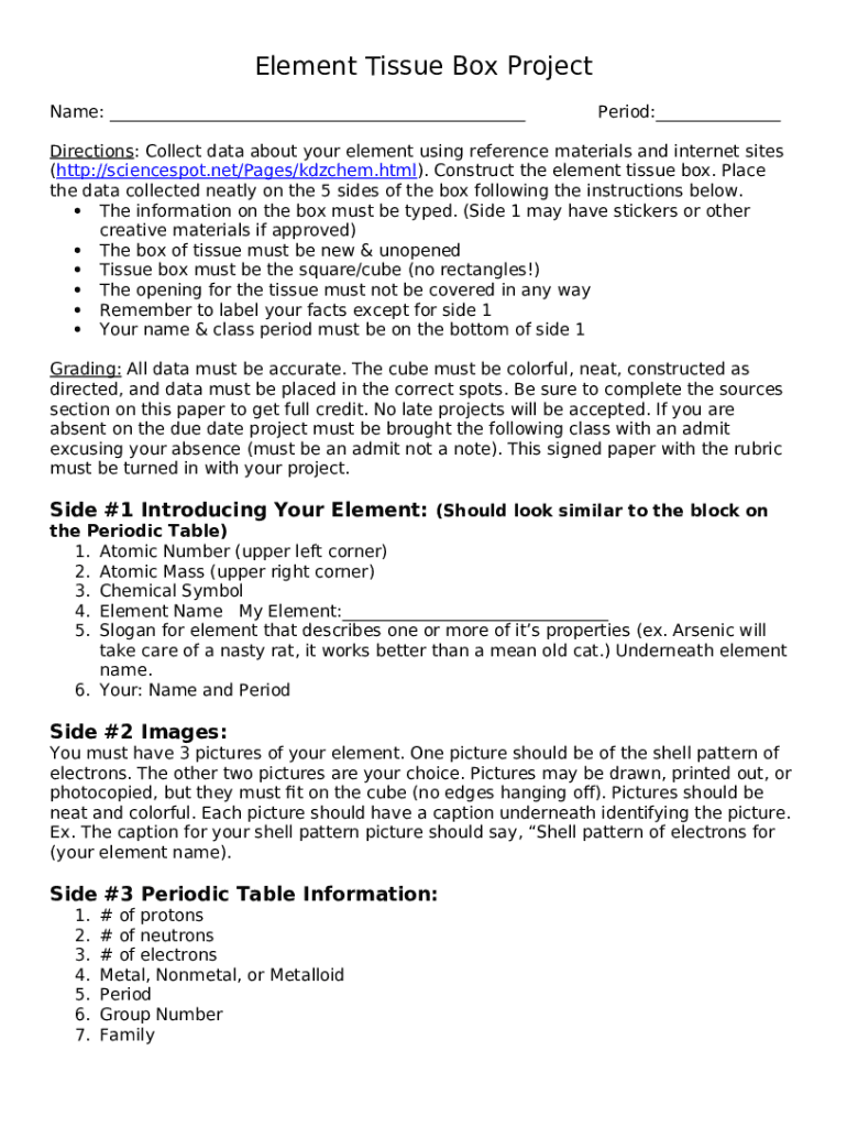 Cube Tissue Box Element ProjectMAJOR GRADE Doc Template pdfFiller