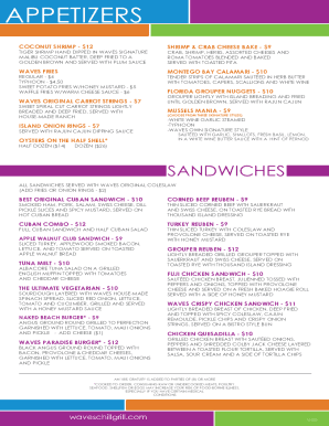INDIVIDUAL LUNCH MENU - Waves Chill &amp; Grill