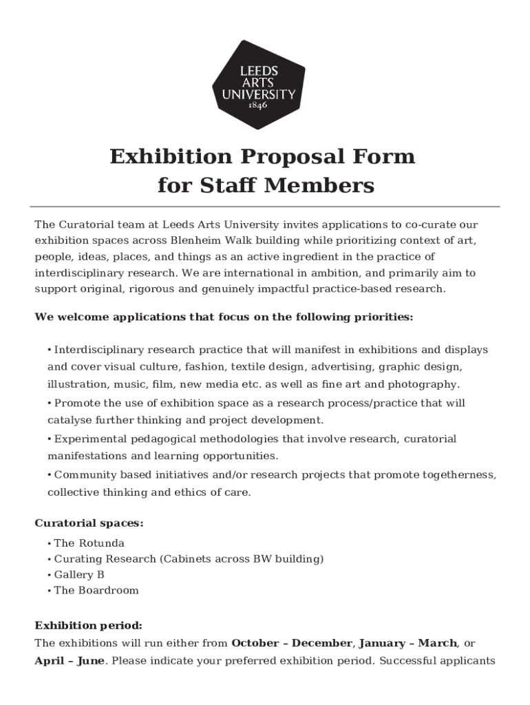 Exhibition Proposal Portal Leeds Arts University Doc Template