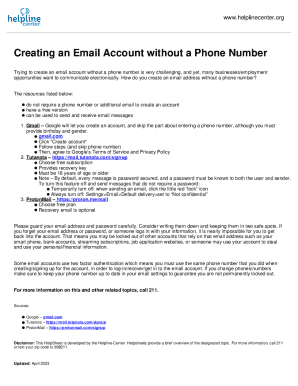 Creating an Email Account without a Phone Number - Helpline Center