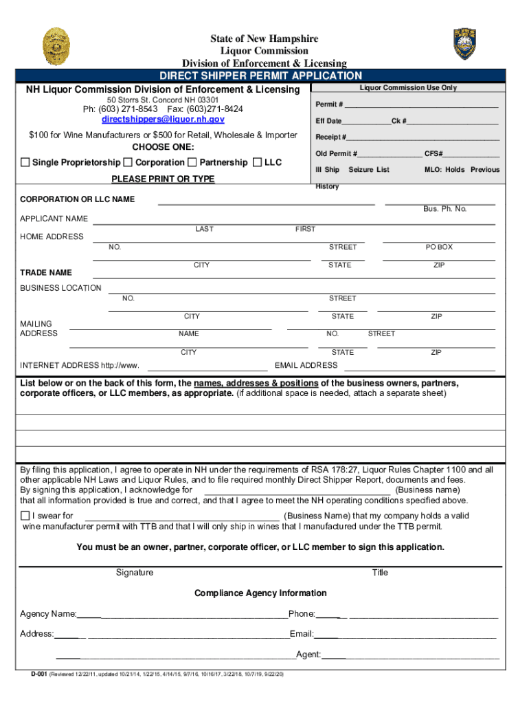 new hampshire direct shipper permit Preview on Page 1