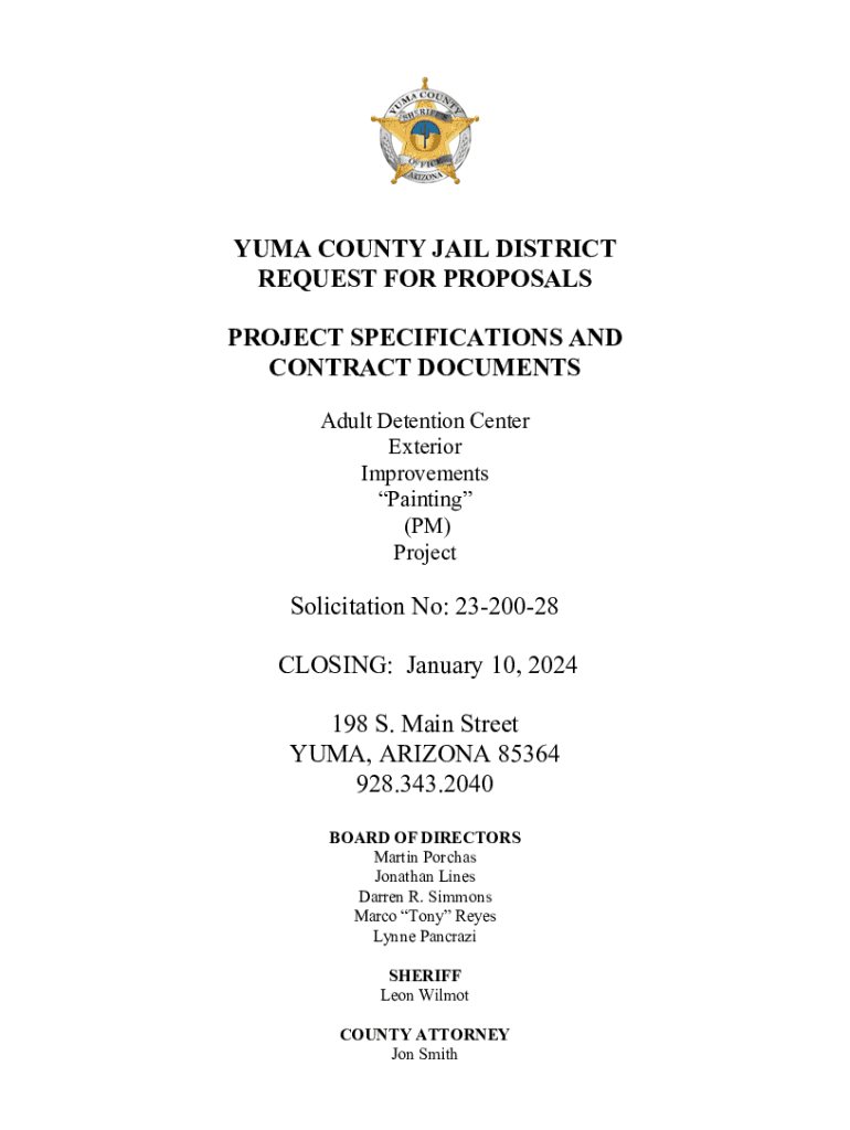 Fillable online request for proposals yuma county jail district fax